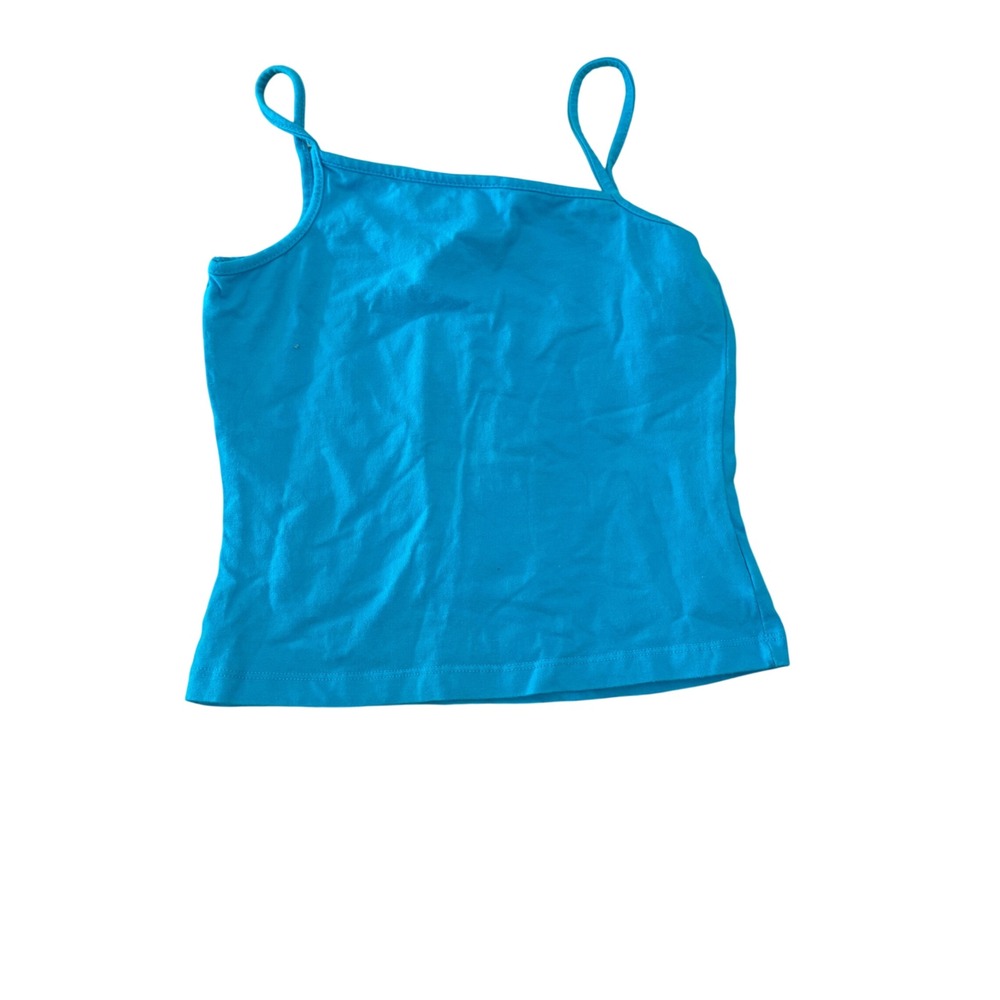 Y2K Route 66 Assymetric Spaghetti Strap Cami Tank Kids Size 10/12 Blue Vintage